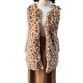 Tapado Polar Forrado Sin Mangas Animal Print